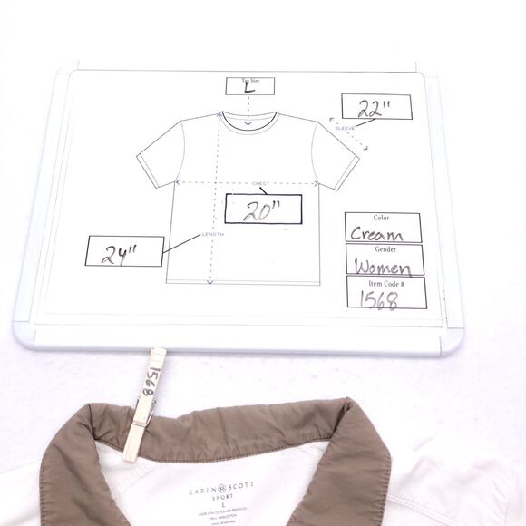 Karen Scott Long Sleeve Casual Pullover Sweatshirt Womens Size L White Brown - Picture 8 of 8